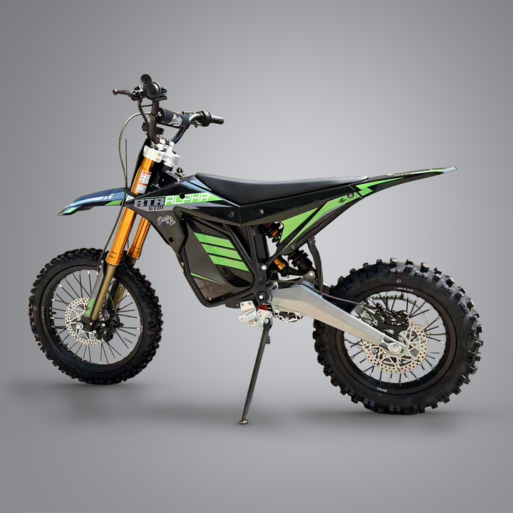 ETM RTR XL Alpha electric dirt bike, opposite-side studio view