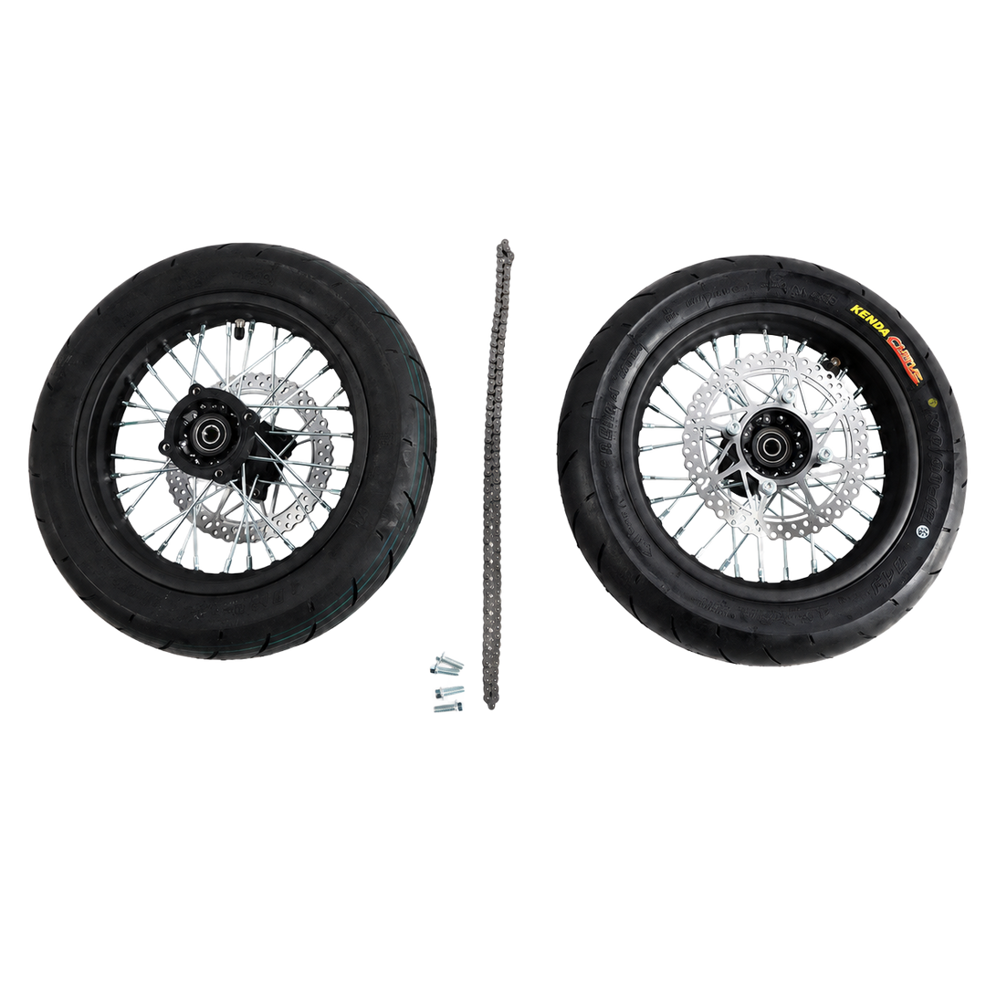 ETM RTR 12 inch Supermoto Wheel Set on transparent background