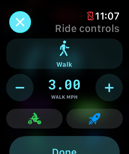 Apple Watch controller ride controls